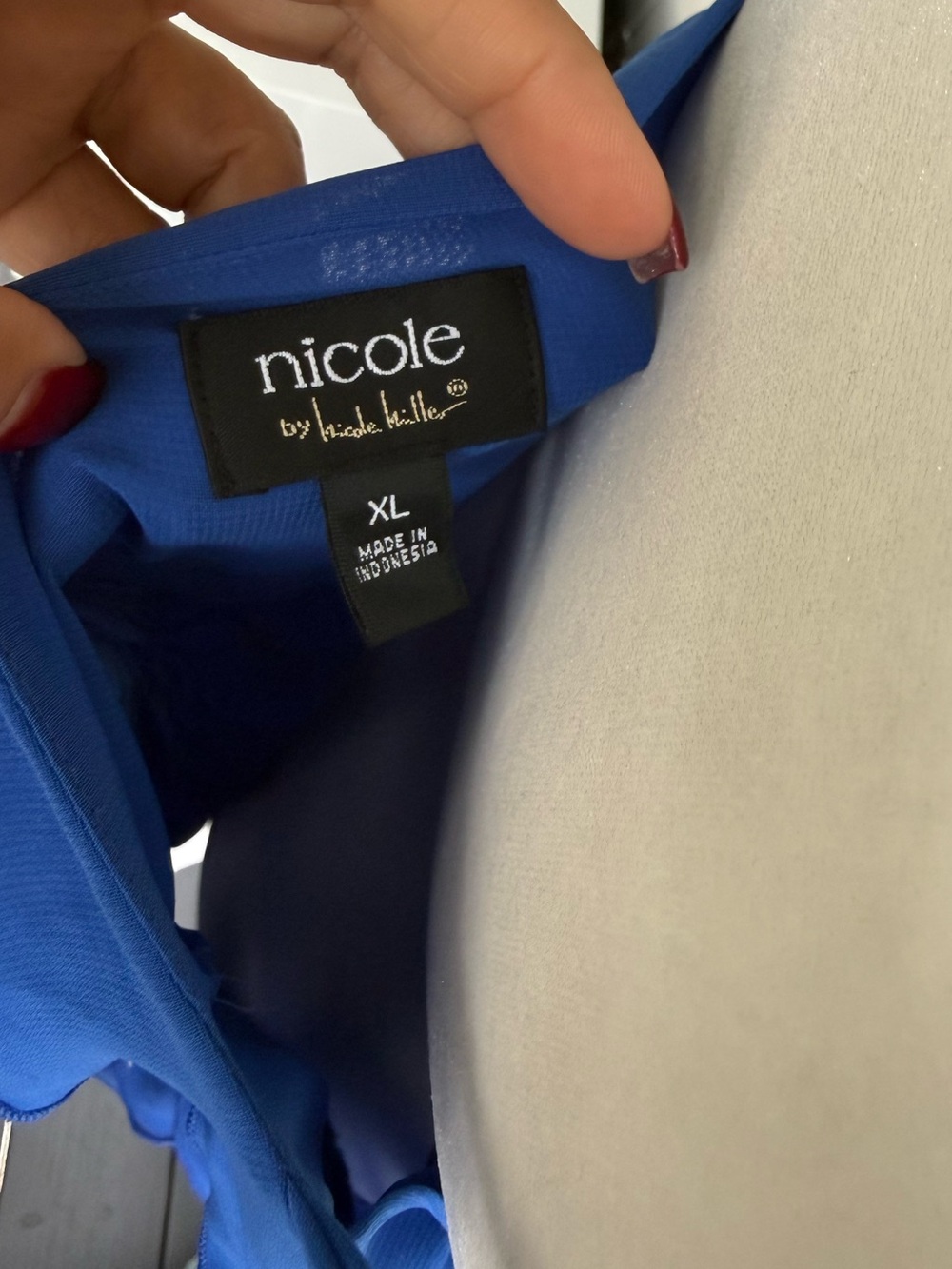 Nicole by Nicole Miller Cobalt Blue Layered Ruffle Spaghetti Strap Tank - Picture 4 of 4